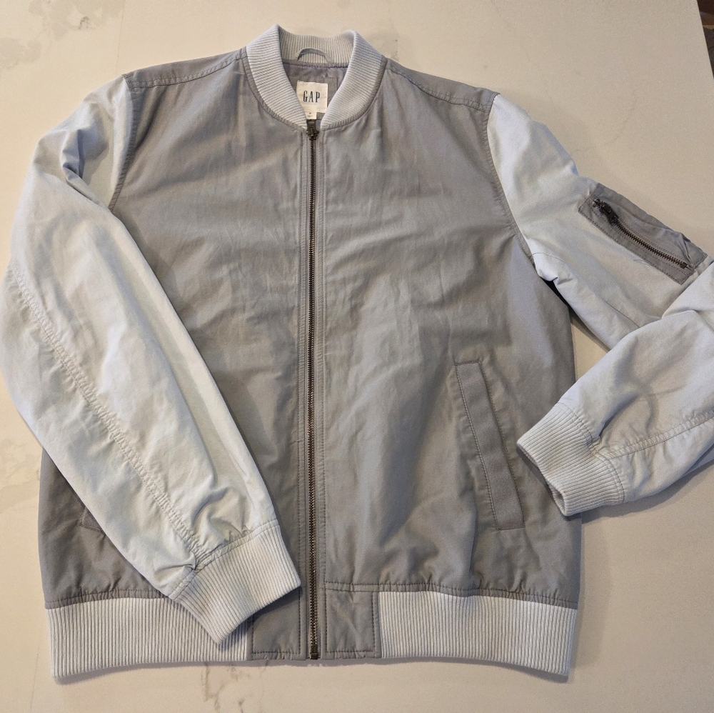 GAP Men's Gray Colorblock Bomber Jacket